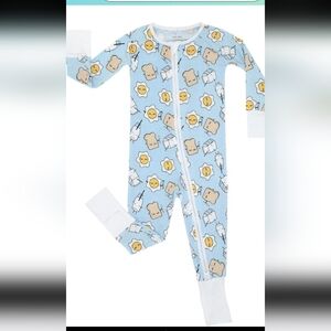New Little Sleepies Blue Breakfast Buddies Bamboo Zipp Up pajamas